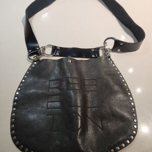 Gray Leather Rebellion Shoulder Bag